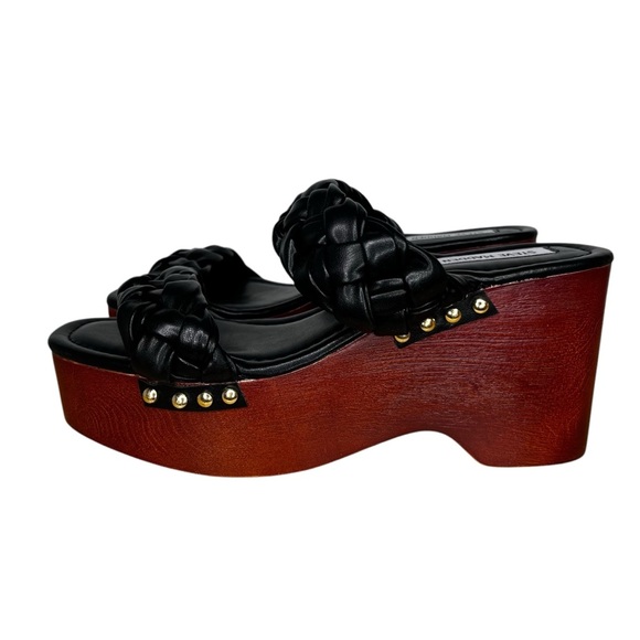 Steve Madden Maren Wedge Faux Leather and Wood Sandal NWT Size 8.5 - Picture 5 of 11